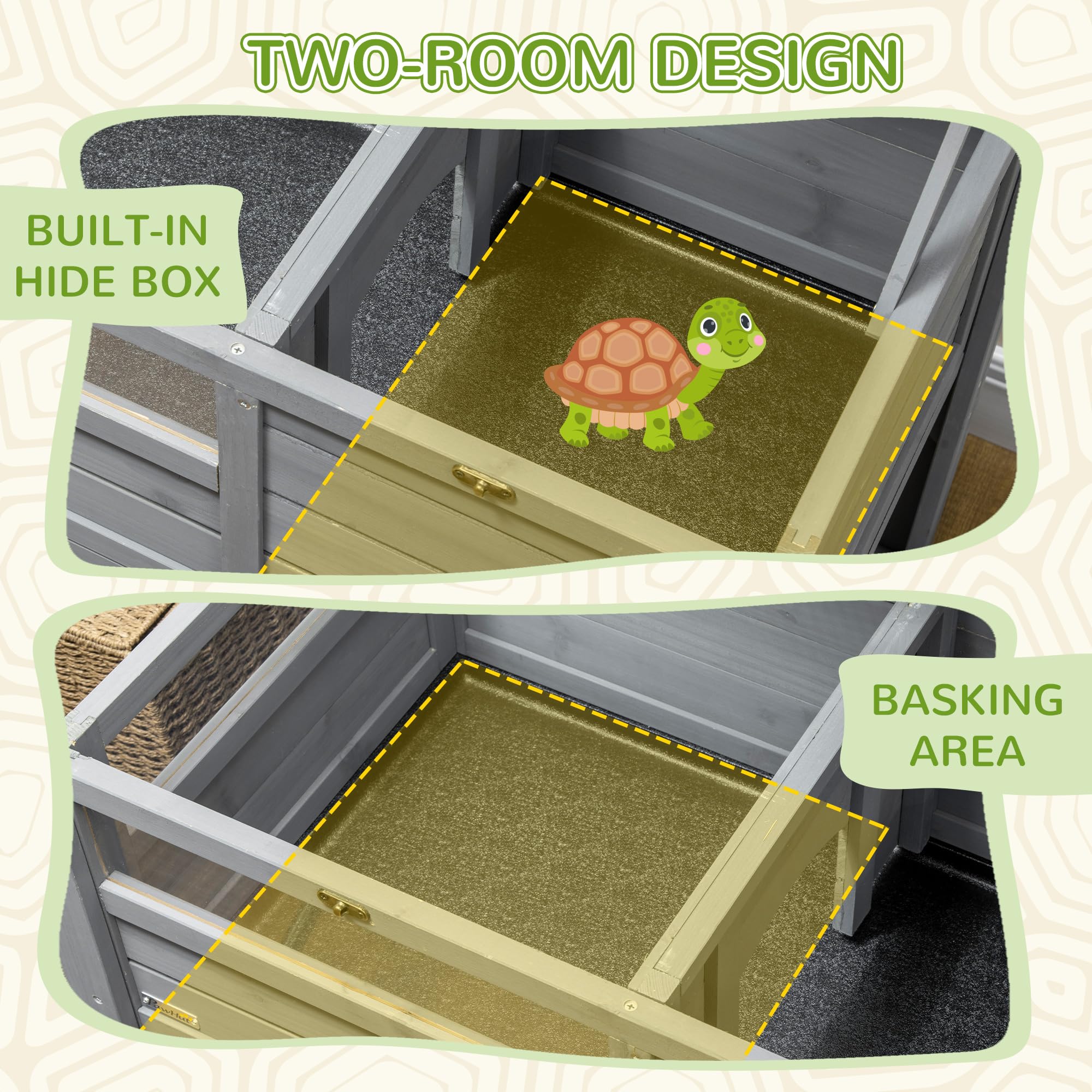 Pawhut Tortoise Habitat With Shelf Storage, Reptile Enclosure With Tray, Light Support Frame, Gray